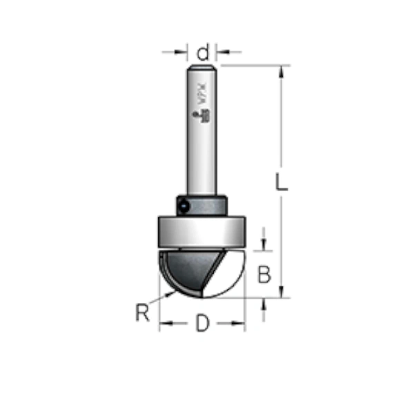 Фреза WPW DB19032  плоское дно по шаблону D19,1x16 L67 подшипник, хвостовик 12